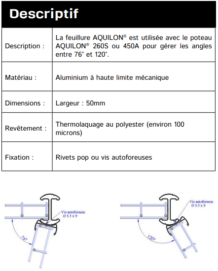 feuillure-lippi-descriptif Feuillure alu dos arrondi - angles de 76 à 120° - LIPPI