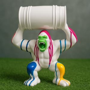 statue jardin en résine extérieure – gorille et son tonneau statue jardin en résine extérieure – gorille et son tonneau