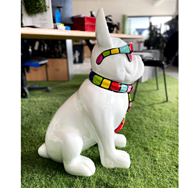 chien smarties cravatte lunettes blanc h78cm les pros du paysage deco jardin (4)0