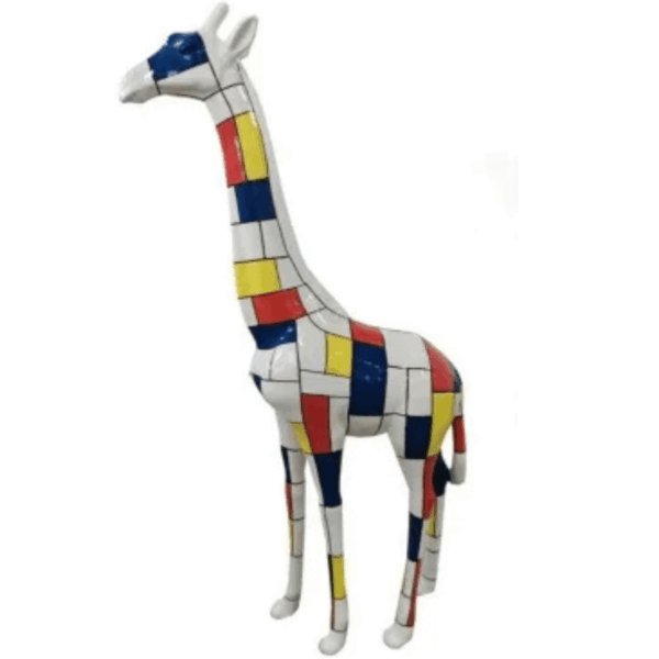 statue en résine extérieure girafe géante mondrian